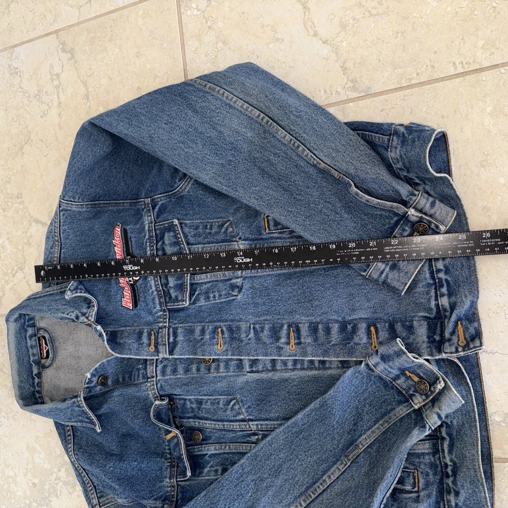 Vintage Harley Davidson Cafe Las Vegas Denim Jacket Embroidered Bike Size Small - Picture 3 of 4